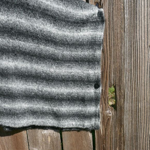 Nurture Sweater Poncho Cowl Neck Wool Blend Gray Striped Knit XL - Picture 2 of 8
